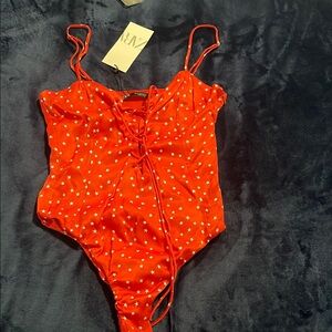Red Star-Patterned leotard